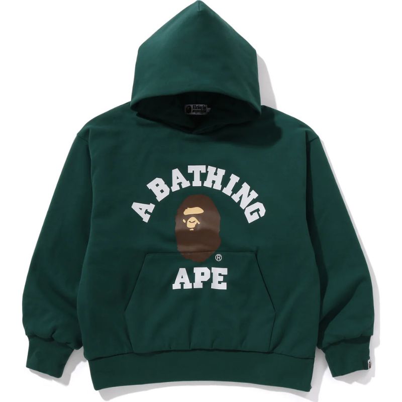 COLLEGE GREEN PUFFY RELAXED FIT PULLOVER HOODIE MENS