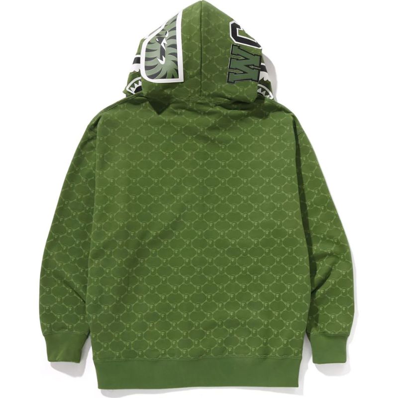COLLEGE GREEN SHARK FULL ZIP HOODIE FOR MENS