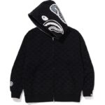 COLLEGE MONOGRAM BLACK SHARK FULL ZIP HOODIE MENS