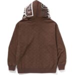 COLLEGE MONOGRAM BROWN SHARK FULL ZIP HOODIE MENS
