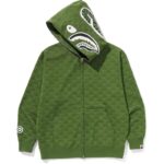 COLLEGE MONOGRAM GREEN FIT SHARK FULL ZIP HOODIE FOR MENS