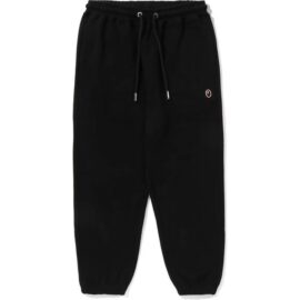 Mens Black One Point Relaxed Fit Sweat Pants