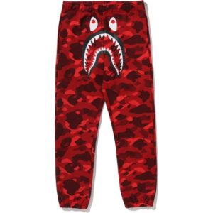 Mens Red Color Camo Shark Sweat Pants