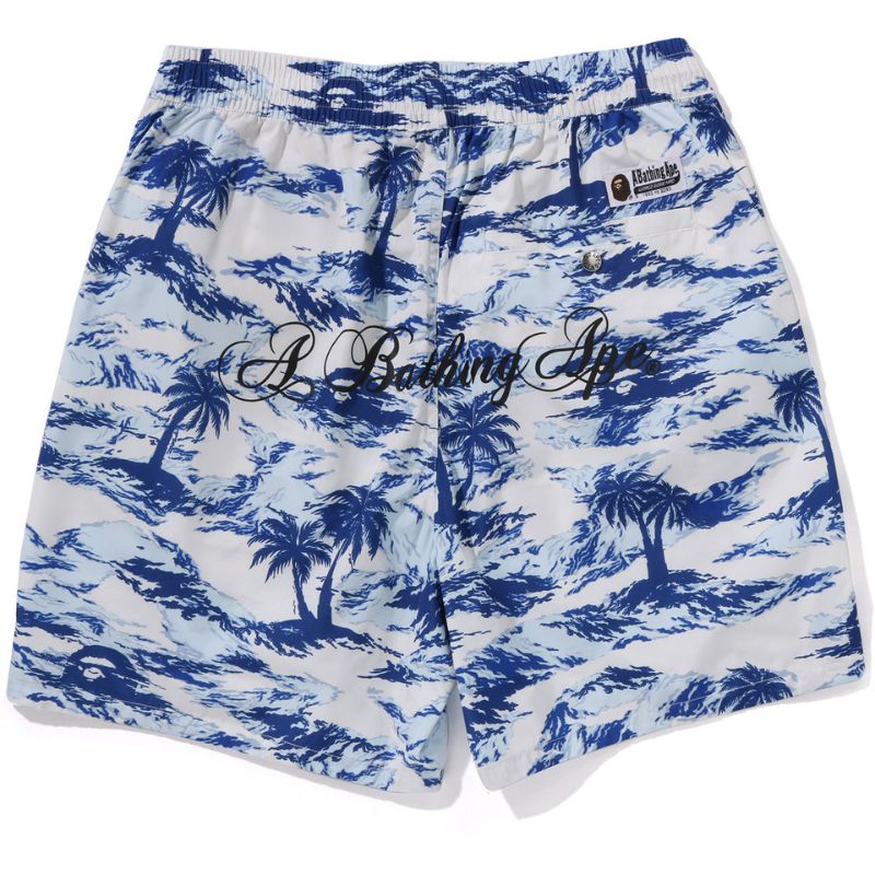 blue relaxed fit beach shorts mens
