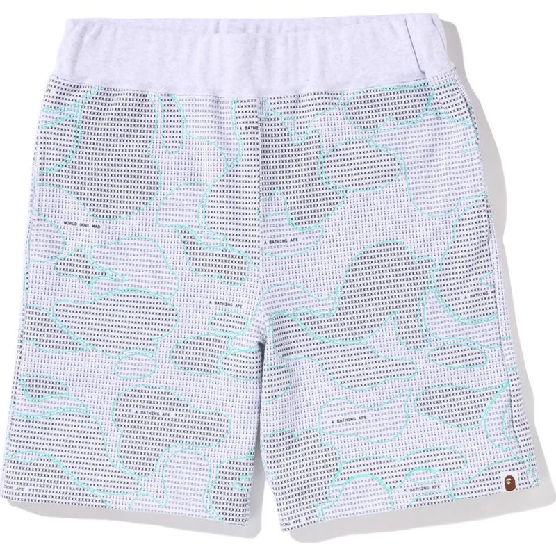 text code camo shorts gray