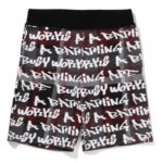 bape graffiti check shorts black