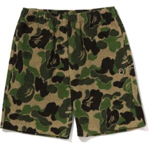 Mens Green ABC Camo Pile One Point Sweat Shorts
