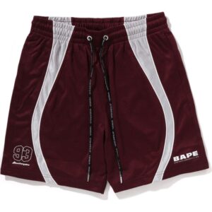 Mens Burgundy Solid Camo Jacquard Multilogo Relaxed Fit Sweat Shorts