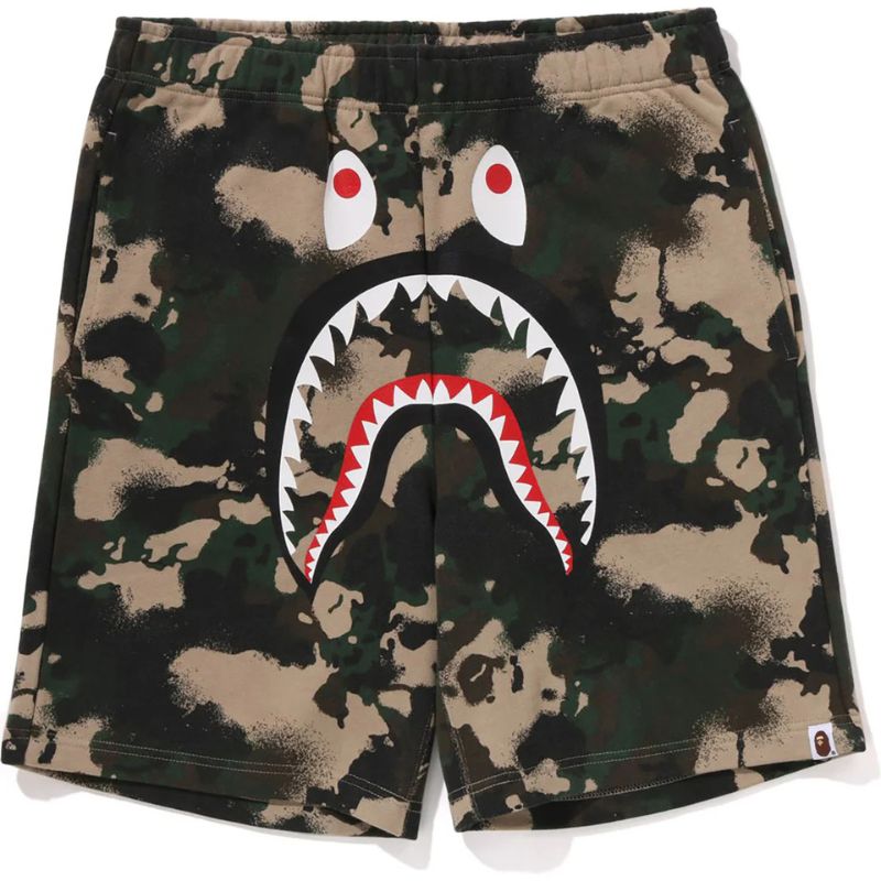 map camo shark shorts green