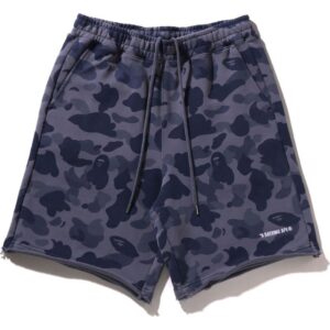 Mens Charcoal 1st Camo Heavy Washed Relaxed Fit Sweat Shorts