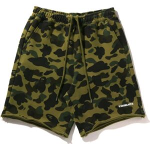 Mens Green 1st Camo Heavy Washed Relaxed Fit Sweat Shorts