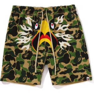Mens Green Bape x Readymade ABC Camo Eagle Wide Sweat Shorts
