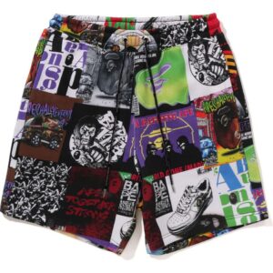 Mens Multi Bape Album Monogram Sweat Shorts