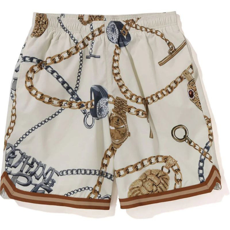 bape jewels shorts ivory
