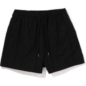 Mens Black Embroidery Relaxed Fit Shorts
