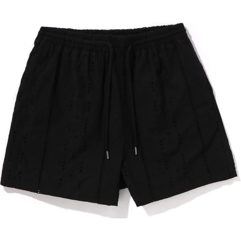 embroidery relaxed shorts black