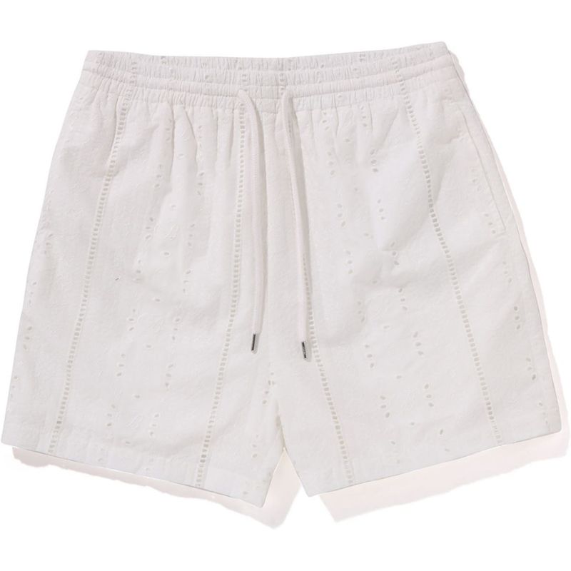 embroidery relaxed shorts ivory