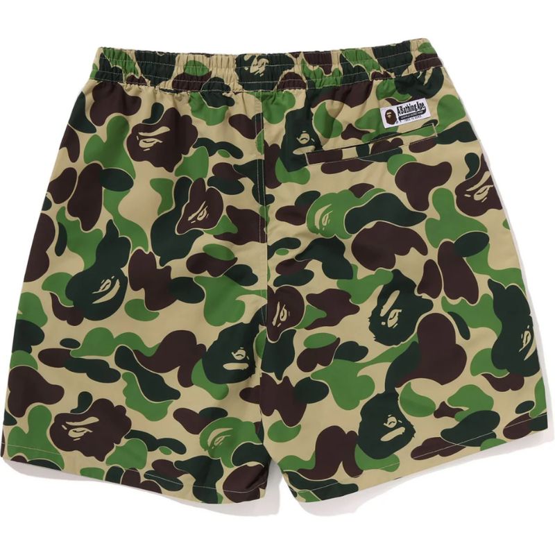 green relaxed fit water shorts mens