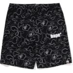 neon camo sweat shorts black