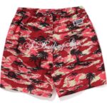 red relaxed fit beach shorts mens