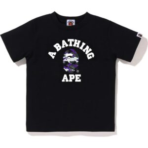 Kids Glitch Camo College Tee Black Purple