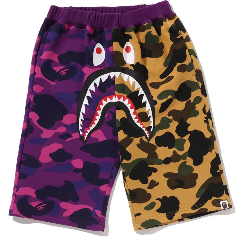 split-camo-shorts-purple-yellow