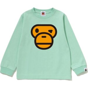 Kids Winking Milo Face LS Tee Green