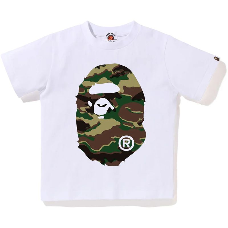 kids-glitch-camo-ape-head-white-green front