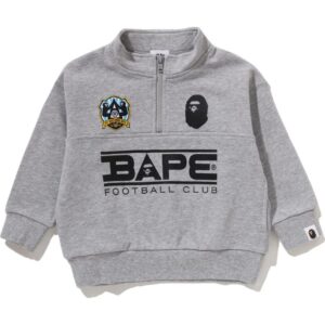Kids Bape Patch Half Zip Sweatshirt Gray